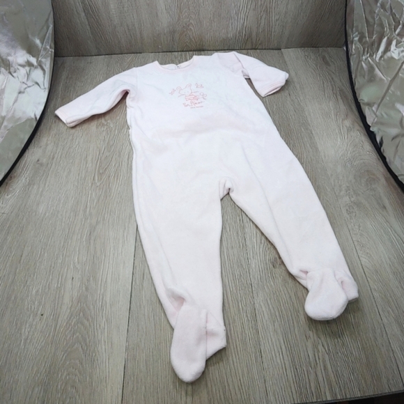 Petit Bateau Light Pink Jumpsuit Bodysuit Footie Pajamas Bunny‎ Par Amour 6m - Picture 1 of 7